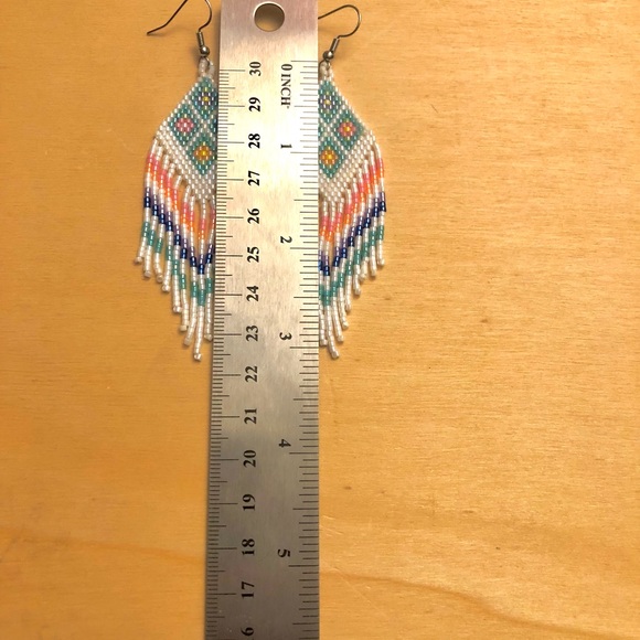 Hand made  beaded tribal fringe earring’s nickel free - Picture 2 of 6